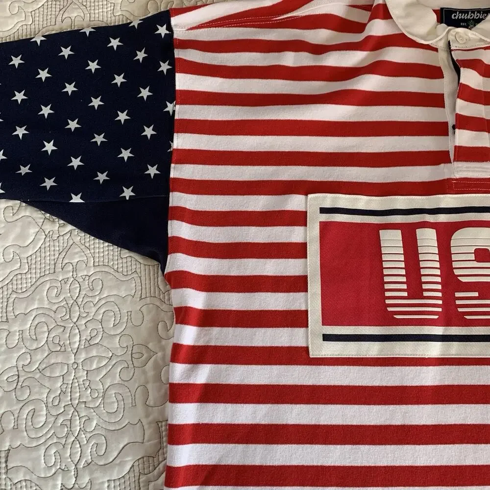 NWT Men’s Chubbies The Freedom Ring Rugby Shirt Size Large USA Olympics America - Picture 5 of 16